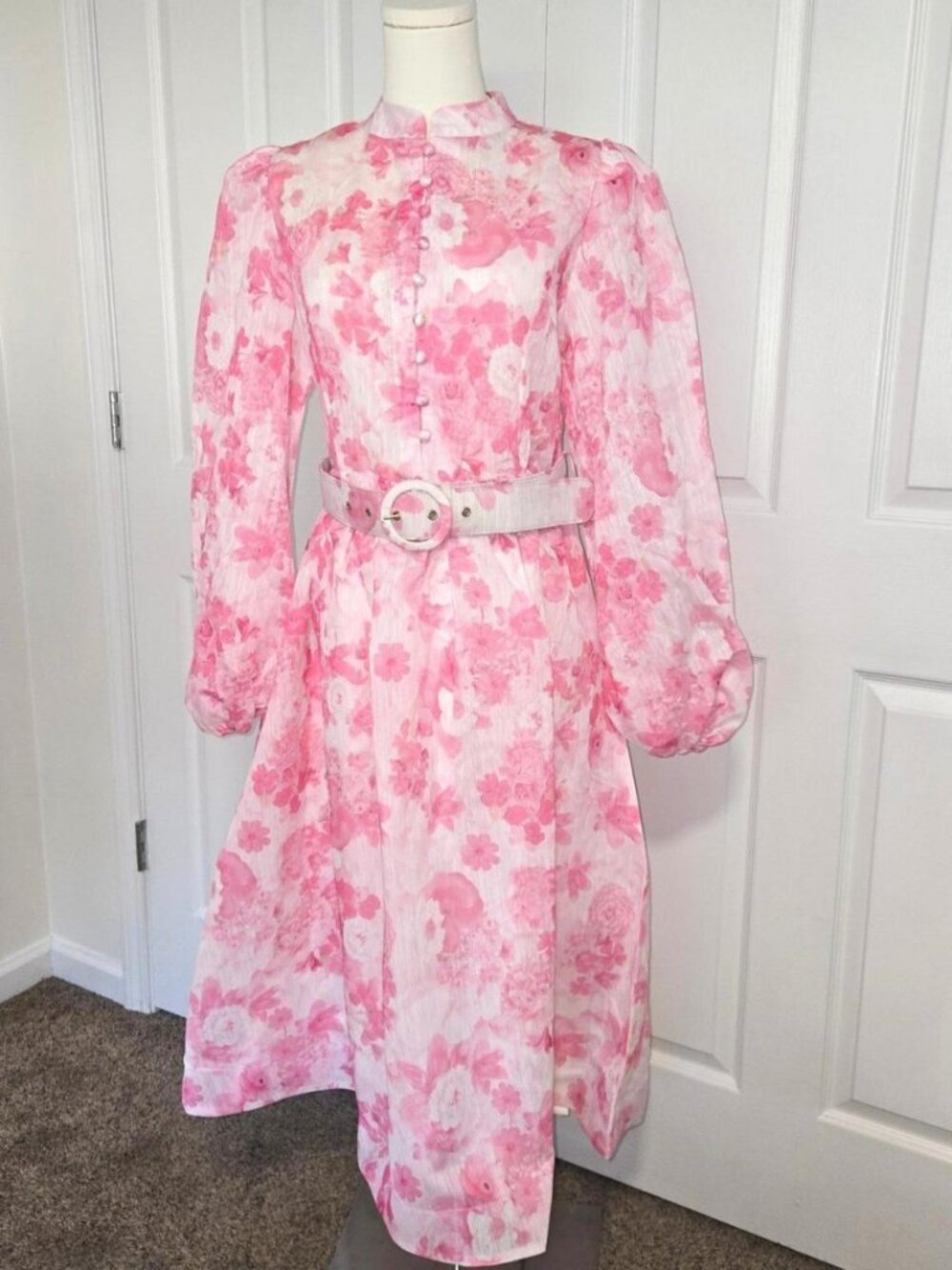 Women's Pink and White Dress